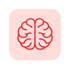 Minimalist flat design brain icon A simple lineart brain in solid red ED1C24 with symmetrical curved contours representing left and right hemispheres-1