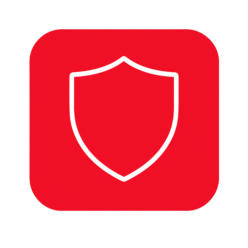 Minimalist flat design shield icon A simple lineart shield in white with a clean symmetrical shape and smooth rounded lines representing protection an