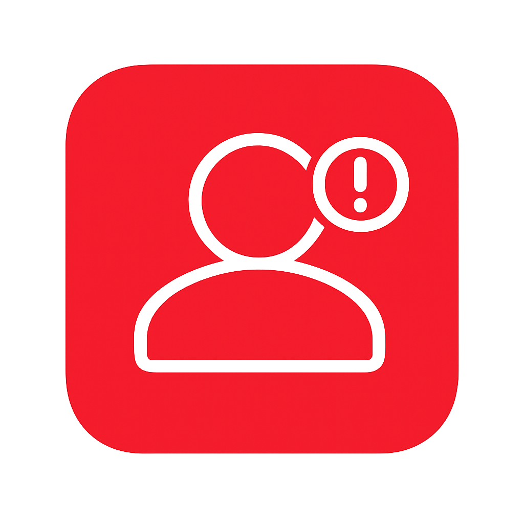 Minimalist flat design user alert icon A simple lineart icon of a person circular head and curved shoulders with a small alert indicator near the head