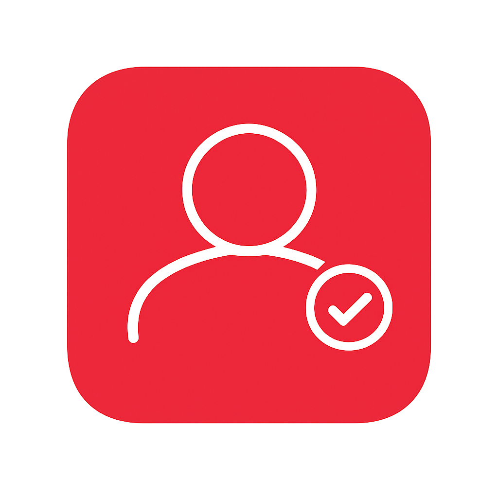 Minimalist flat design user icon A simple lineart person circular head and curved shoulders with a small secondary indicator element in white with smo